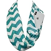 Pop Fashion Chevron Hidden Zipper Pocket Scarf - Soft & Comfortable Infinity Scarves - Fashion Scarf for Women - All Seasons