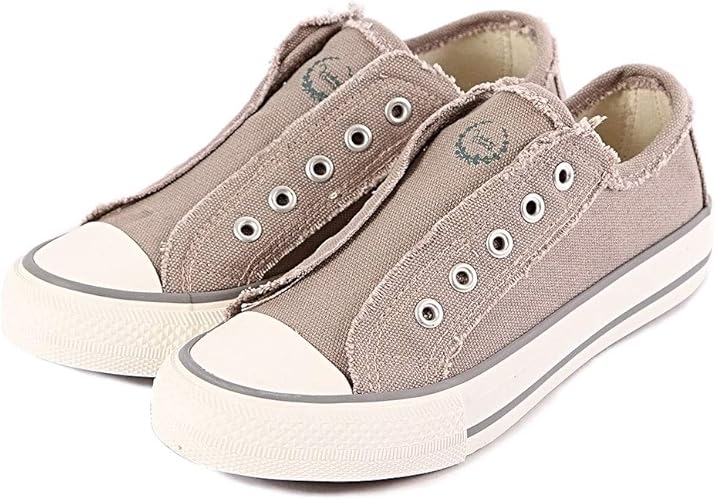 Amazon ハッシュドコーデ レディース スニーカー 紐無し フラット ローカット キャンバス 8 1636 38 グレー シューズ バッグ