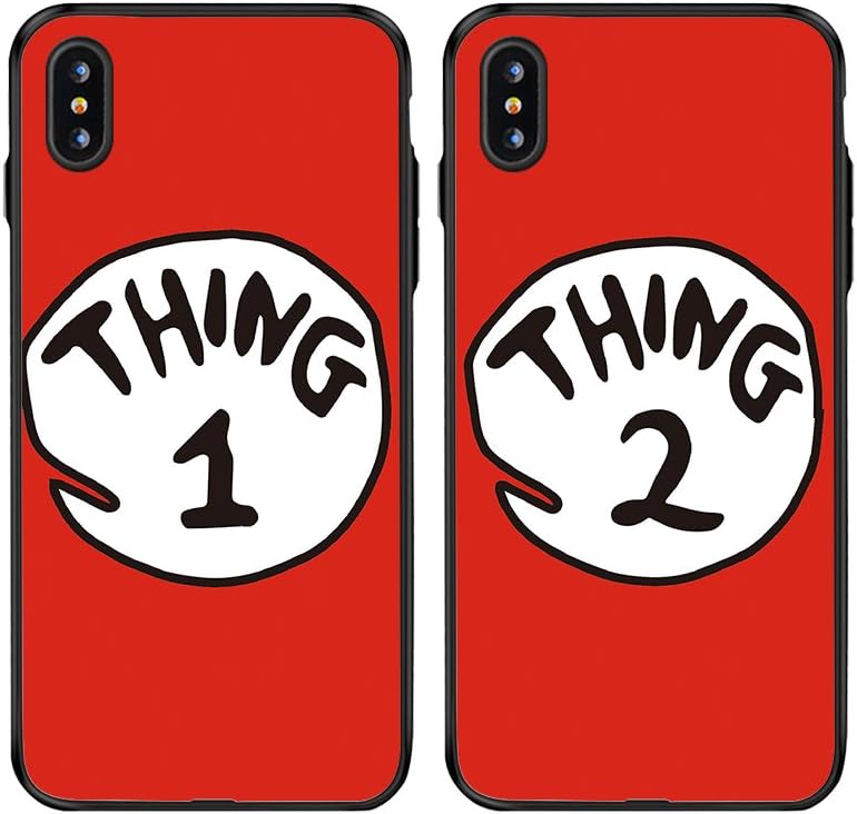iPhone X Case-TTOTT 2X BFF Case Cute Red Thing 1 2 Design Lovers Couple Best Friends Ultra-Slim Soft Silicone Bumper Frame Hard Back Cover Case for iPhone X Plus 5.8" 2017 New Model