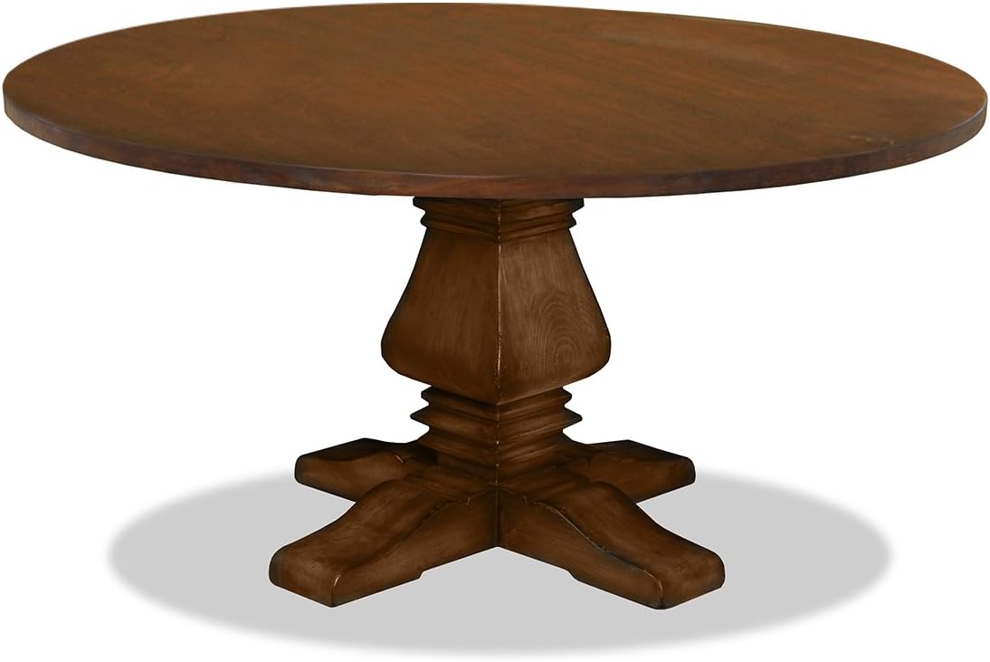 South Cone Home Irina Reclaimed wood Dining Table, 72" Round, Dry Cognac