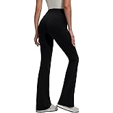 ZMTTO Women's Black Flare Leggings with Pockets High Waisted Bootcut Yoga Pants for Woman Tummy Control Flared Leggings