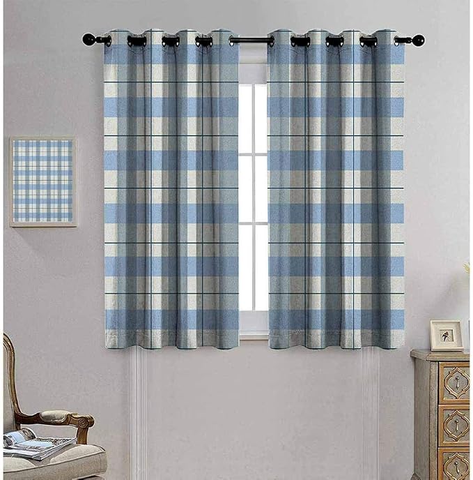 Amazon.com: Ahuimin Checkered Bedroom Curtains Blackout Drapery Panels, Traditional Scottish