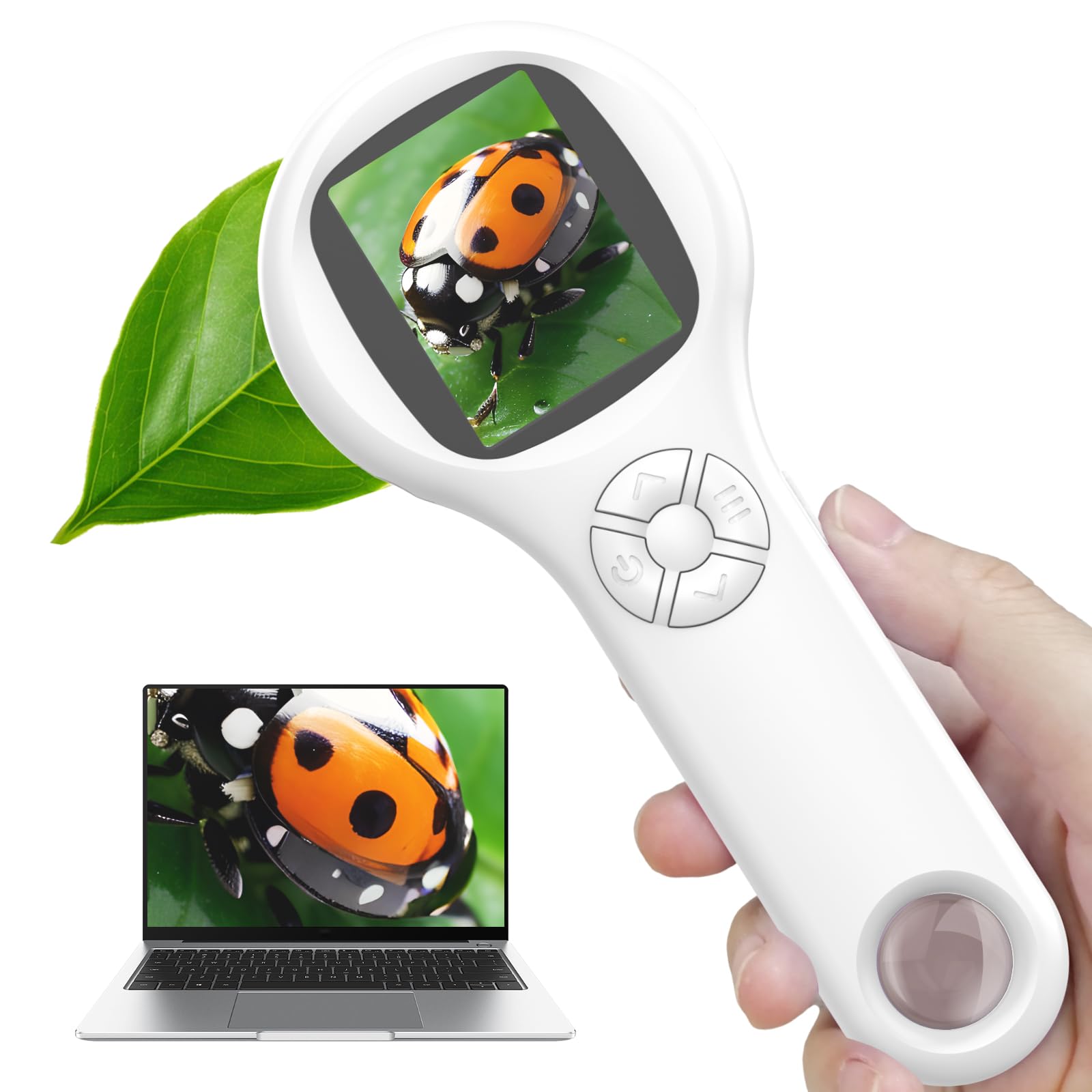 Photo 1 of Ashfly Handheld Coin Microscope-Educational Science Kit - Mini LED Pocket Bug Magnifying Glass for Kids(5-10 Years) - Durable Design - Birthday Gift for Boys&Girls (White)