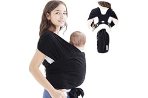 Hilabab Baby wrap Carrier,Softness Organic Cotton,Breathable Adjustable Strap Baby Hold Carrier for Newborn Up to 40 lbs (Black)