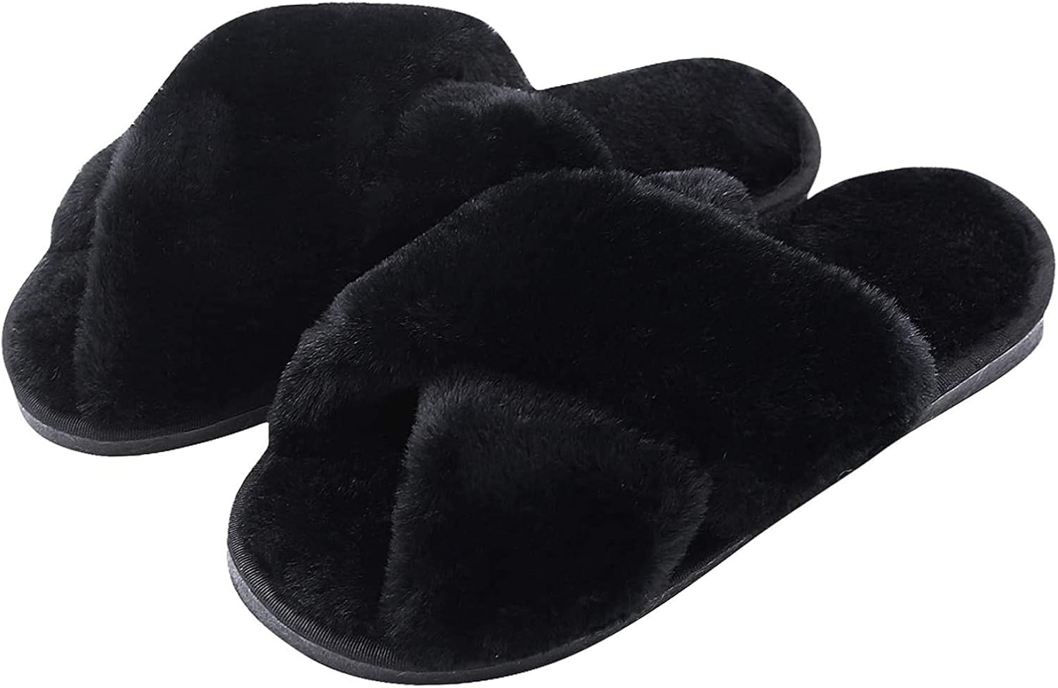 AONEGOLD Ladies House Slippers Fluffy Faux Fur Memory Foam Womens