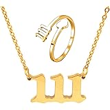 SMUK Angel Number Necklace, Dainty 18K Gold Plated Number 111 222 333 444 555 666 777 888 999 Necklace Pendants Choker Neckla