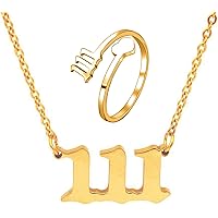 SMUK Angel Number Necklace, Dainty 18K Gold Plated Number 111 222 333 444 555 666 777 888 999 Necklace Pendants Choker Neckla
