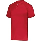 Youth Attain Wicking Two-Button Baseball Jersey Red M