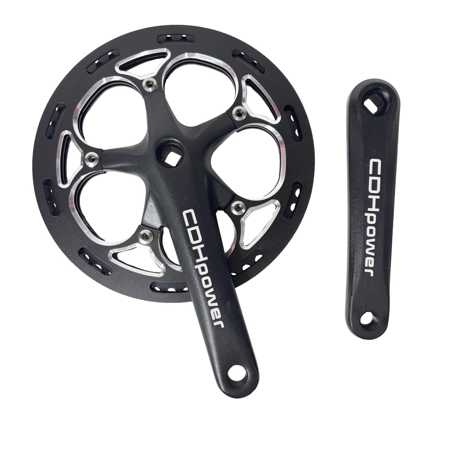 Photo 1 of AUTES Single Speed Bike Crankset 52T/170mm/130mmBCD Alum Double Chainring Guard Square Hole Crank Arm Set for City Bike/Electric Bike/Road Bikes/MTB/Folding Bicycle