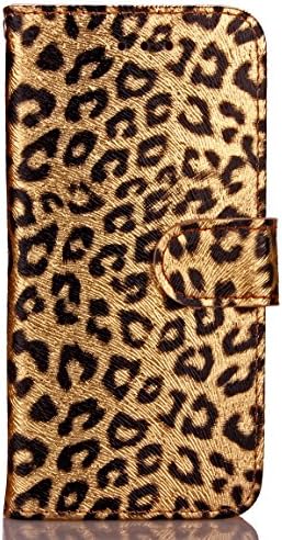 Iphone 6 plus 6s plus phone case,PU Leather Luxury Leopard Pattern Wallet Flip Case Card Slots With Magnetic Closure Wallet Case For iPhone 6P/6SP (gold)