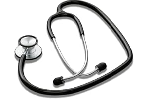 HCS MEDICAL SOLUTIONS HCS Stethoscope, Premium Stainless Steel - Medical Grade, Dual Head Stethoscopes for Nurses, Doctors, Veterinary - 22 inch Tubing (Black)