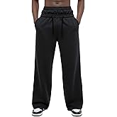 Sopula Studio Men's Baggy Sweatpants Wide Leg Sweatpants Baggy Y2K Elastic Waist Drawstring Loose Joggers with Pockets