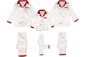 WWPPAION 2026 Family Satin Christmas Pajamas Sets Silk Xmas Pjs Matching Sets Soft Sleepwear for Mens Womens Adults Kids