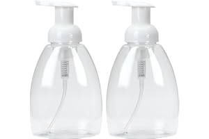Ginger Lily Farms Foaming Soap Dispenser, Refillable Plastic Pump Bottles for Liquid Hand Soap, 12 oz. Clear Bottle with White Pump, 2-Pack