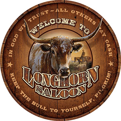 Longhorn Saloon 21 Round Wood Sign By Persis Clayton Weirs