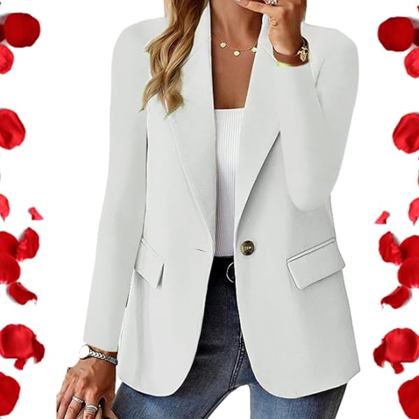 Blazer Femme OMZIN Manches Longues - Open Front, Oversized En Coton Et Polyester Pour Bureau