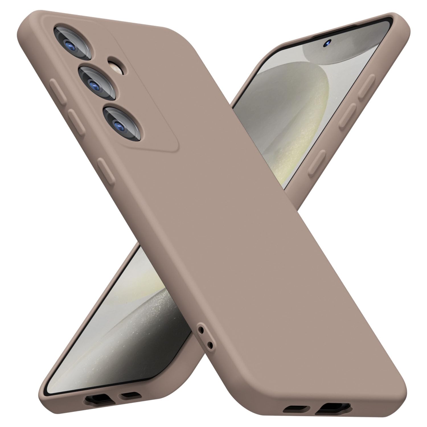 Photo 1 of LoeoeL for Samsung Galaxy S24 Plus Phone Case Silicone, Minimalist Ultra Thin Slim Soft Rubber Gel Solid Color Matte TPU Cute Case for Women Men, Girly Aesthetic Design & Camera Cover, Brown Fall