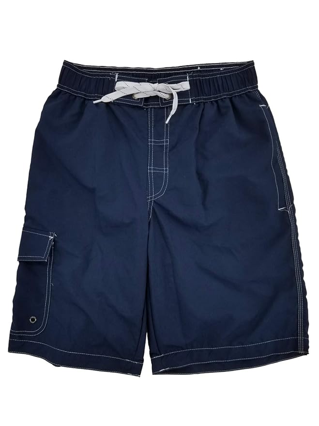 Mens Navy Blue Cargo Swim Trunks Water Shorts Swim Shorts Board Shorts