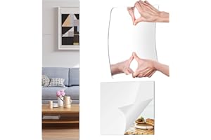 PopularLdo Shatterproof Acrylic Mirror Tiles, 4 Pack 14x12 Inch Self-Adhesive Full Body Wall Mirrors for Bedroom, Home Gym, Bathroom & Living Room, Unbreakable Flexible Mirror Sheets