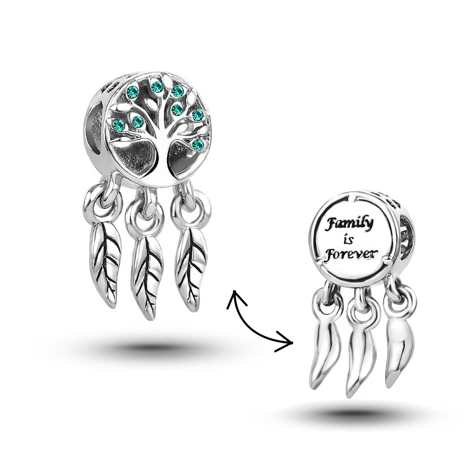 KunBead Jewelry Dream Catcher Family Tree Forever Beads Crystal Dangle Charms for Bracelets Necklace