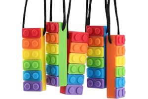 Chew Necklace for Sensory Kids, Seeway Rainbow Chewy Necklace BPA Free, Food- Grade Silicone Oral Motor Aids Chewelry Toys Sensory for Autism, ADHD, Anxiety, or Other Special Needs（5 Pack ）