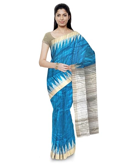 Odisha Handloom Ikkat Womens Tussar Saree (Green, orissa art 64)