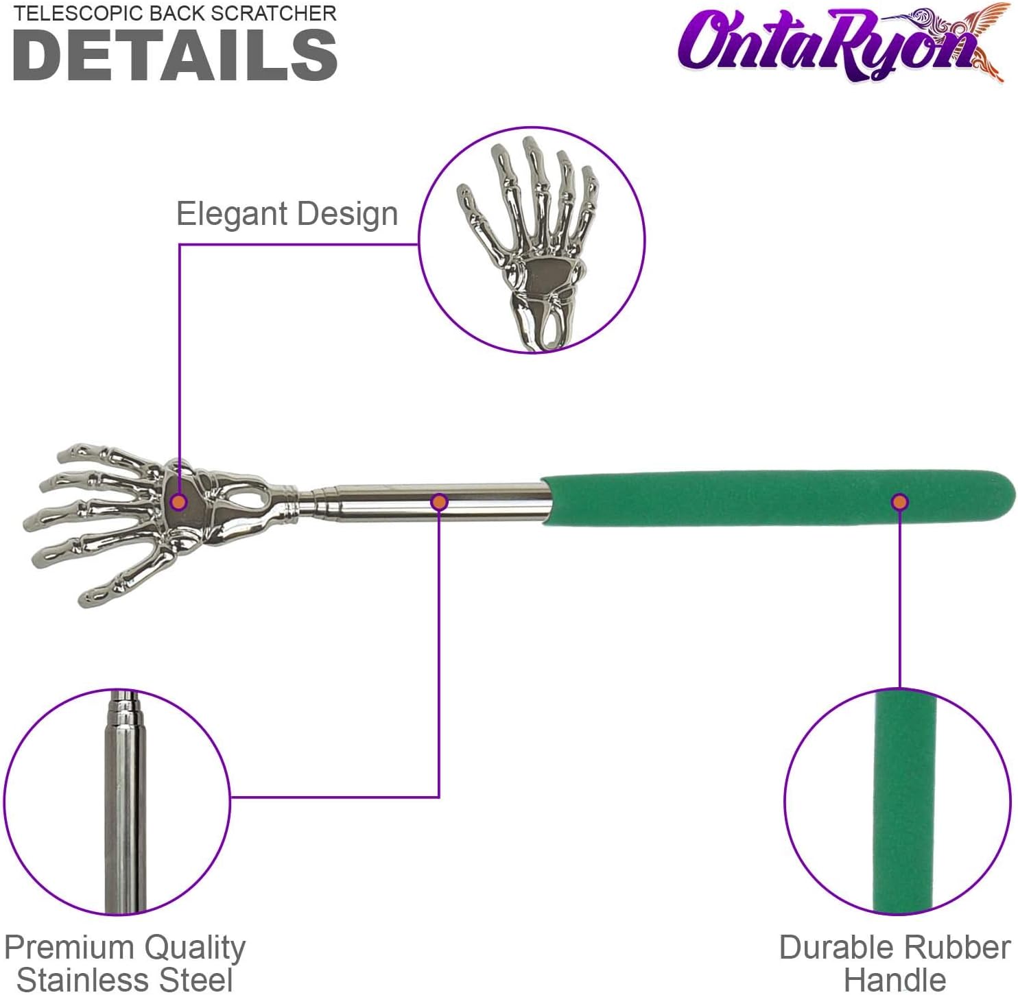 OntaRyon Telescopic Back Scratcher, Green - Image 4