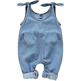 Happy Town Newborn Infant Baby Girls Denim Bodysuit Halter Sleeve Romper Jeans Overalls