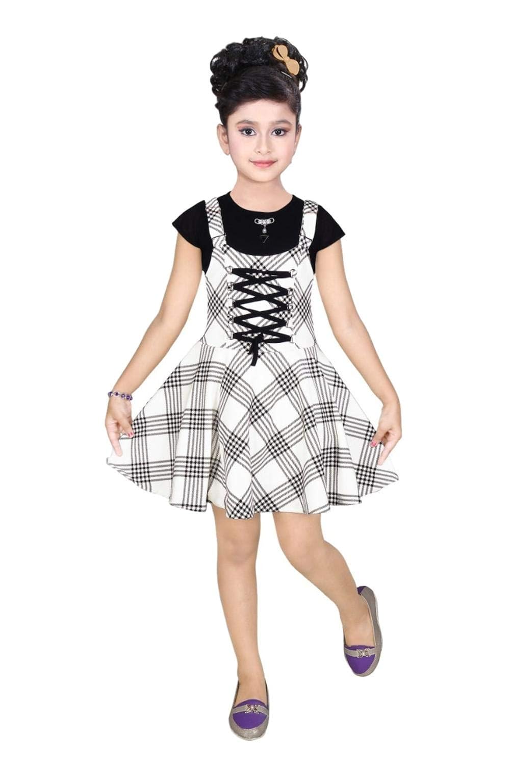 black and white pinafore dress