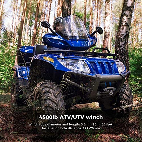 Anbull 12V 4500lb Electric Winch,Synthetic Rope ATV UTV Winch with Mounting Bracket/Wireless Remote Control for Towing ATV/UTV - Image 2