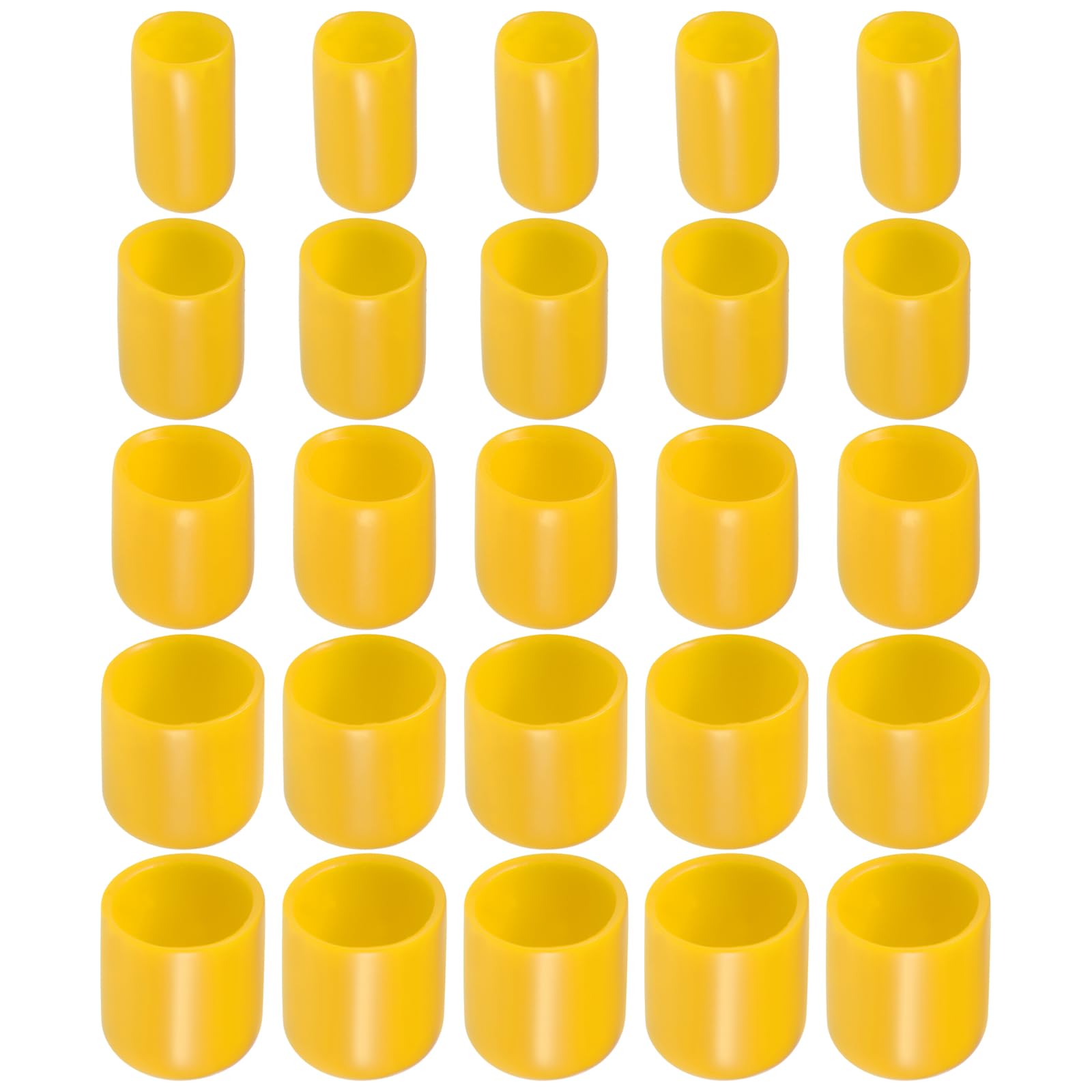 Rebower 50 Pack Screw Thread Protector Cover Rubber End Caps, [for Screw, Bolt, Rod End Cap] - 1/4 inch 3/8 inch 1/2 inch 5/8 inch 3/4 inch inner dia/Yellow