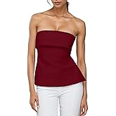 Strapless Tube Tops for Women Backless Going Out Bandeau Top Sexy Trendy Off Shoulder Side Split Summer Bustier Tops