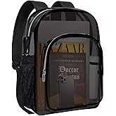 HEEYA Clear Backpack Heavy Duty Transparent Backpack for Security, Sports, Work, Travel, Stadium