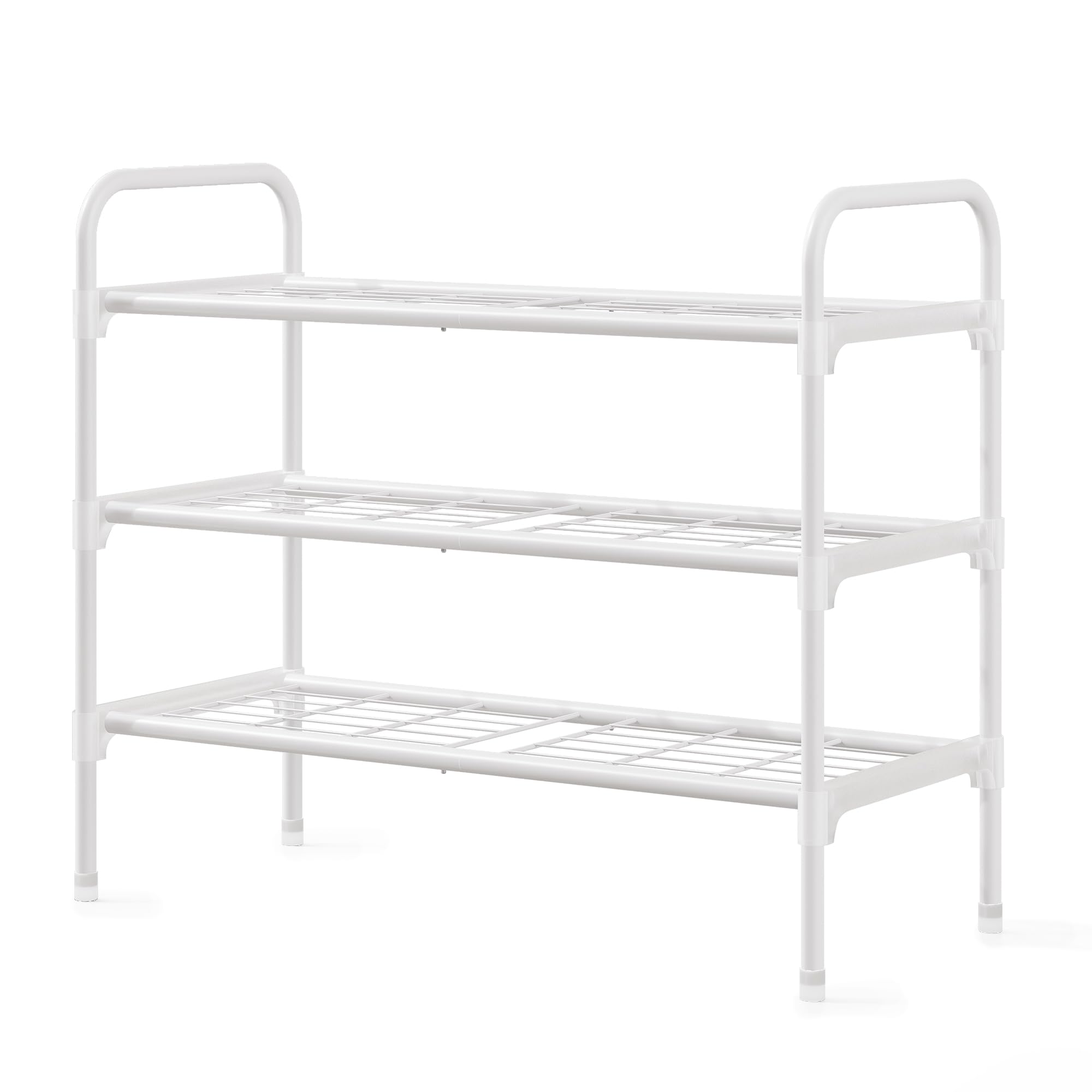 Photo 1 of Tujurich 3-Tier Shoe Rack Organizer & Shoe Storage - Spacious Design, Durable Rustproof Iron, Entryway Shelf for Sneakers & Heels, White