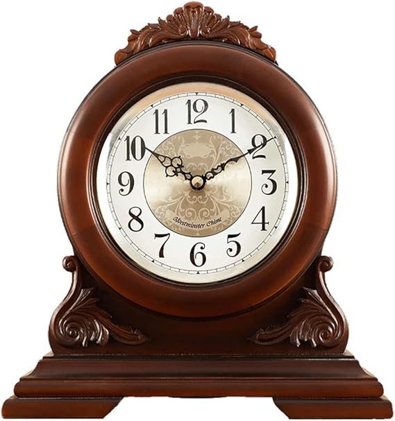 FMOGE Fireplace Clock Mantle Clock Boxwood Nordic Retro Desk Clock