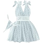 Lilosy Sexy Polka Dots Mesh Sheer Lace Babydoll Chemise Lingerie Set Floral Sleep Wear