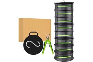 Herb Drying Rack Net Mesh 8 Layer Mesh Hanging Herb Drying Rack with Green Zipper & Garden Pruning Shears for Drying Weeds, P