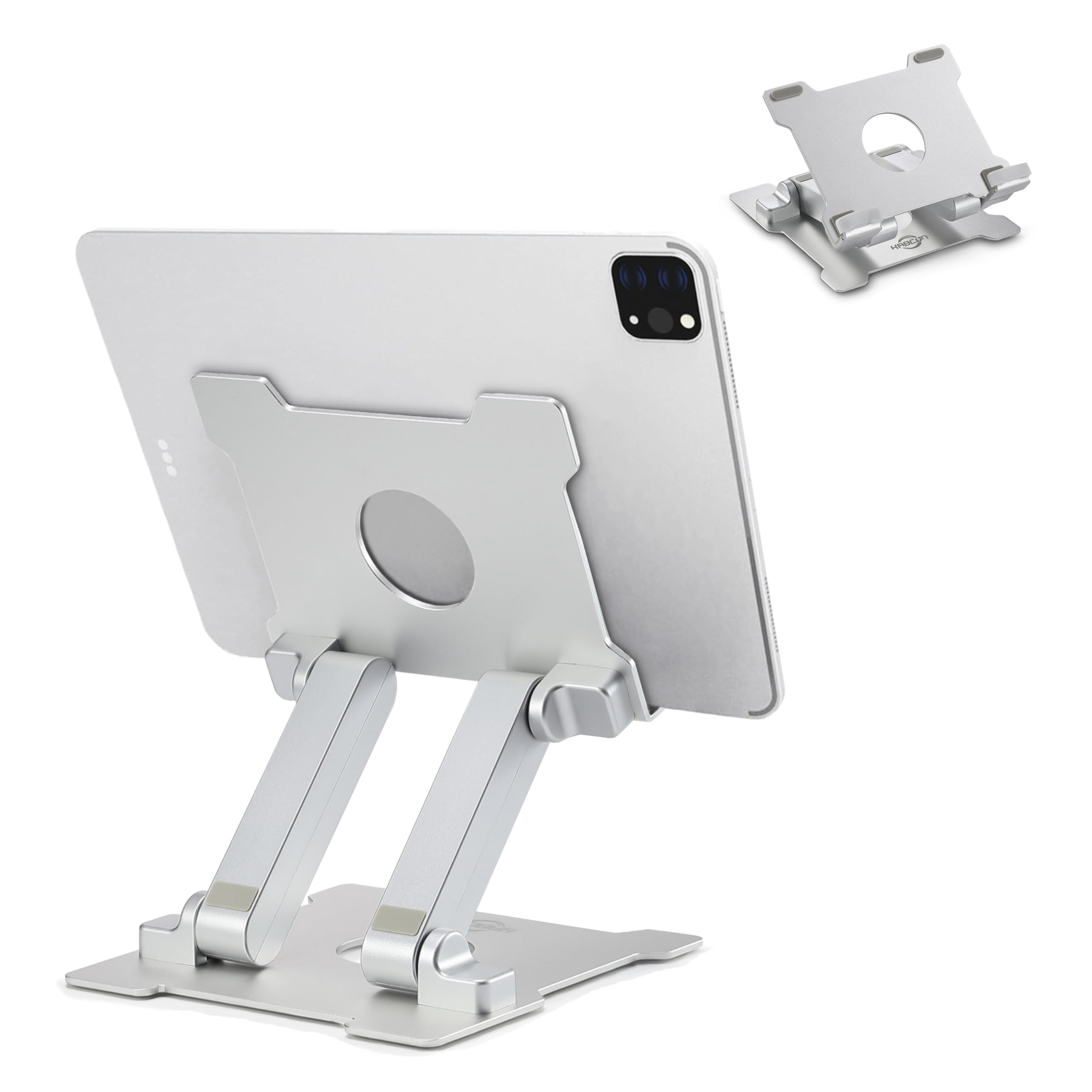 Photo 1 of KABCON Quality Tablet Stand,Adjustable Foldable Eye-Level Aluminum Solid Up to 15-in Tablets Holder for Microsoft Surface Series Tablets,iPad Series,Samsung Galaxy Tabs,Amazon Kindle Fire,Etc.Silver