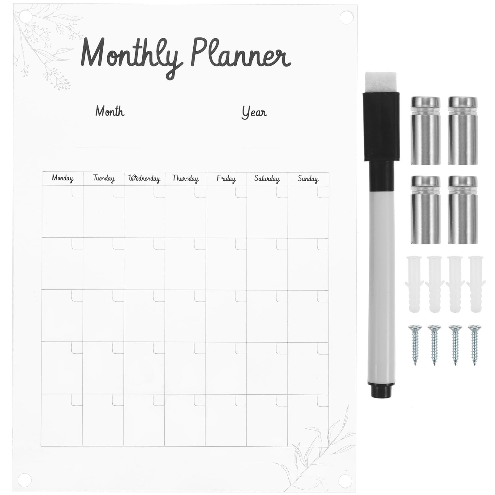 Beavorty 1 Set of Monthly Planner Acrylic Board Reusable Clear Acrylic Planner Transparent Board Calendar Wall Dry Erase Board Wall Month Planner Organizer for Home School Office