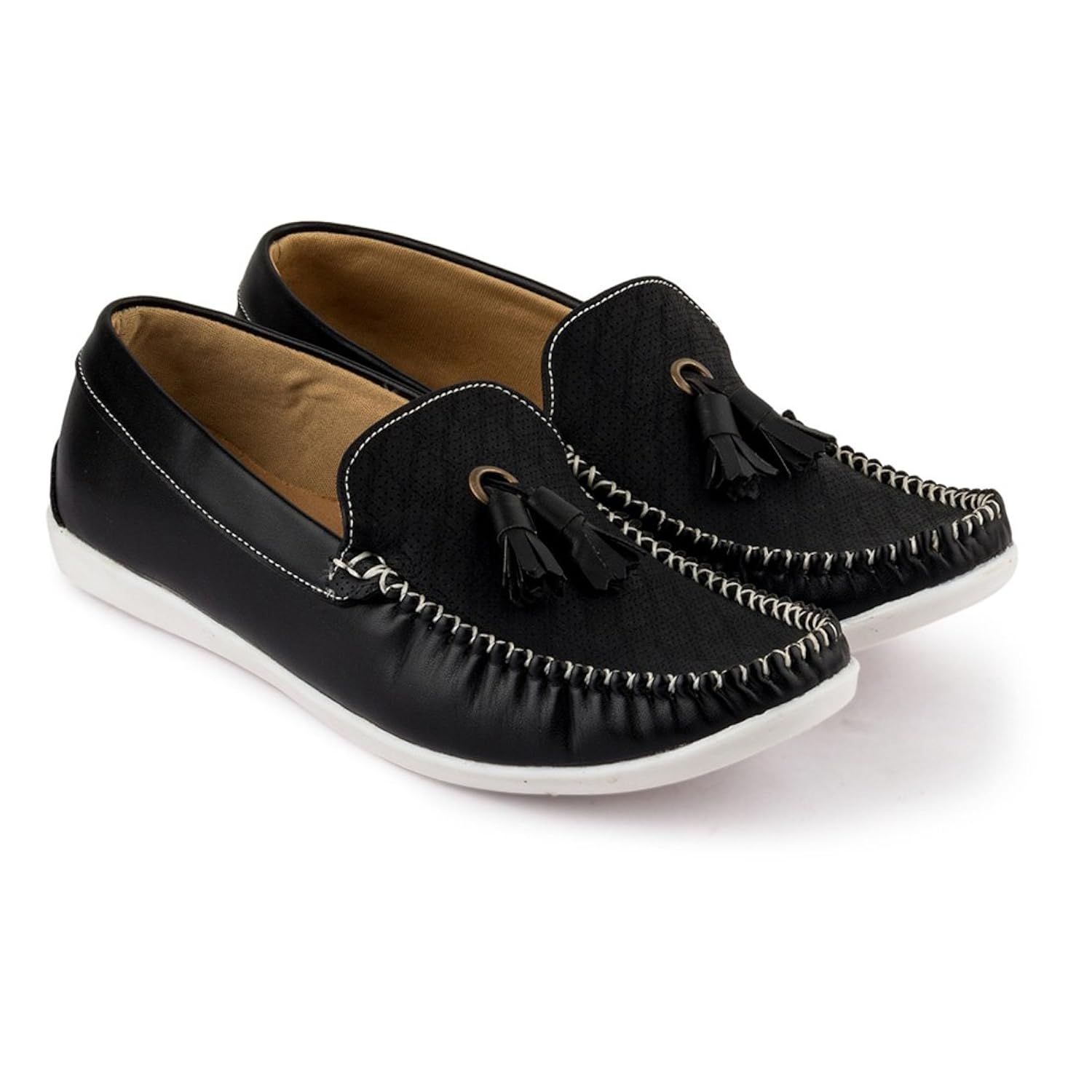 rosso italiano men's black bell loafers shoe (ril499bl801)