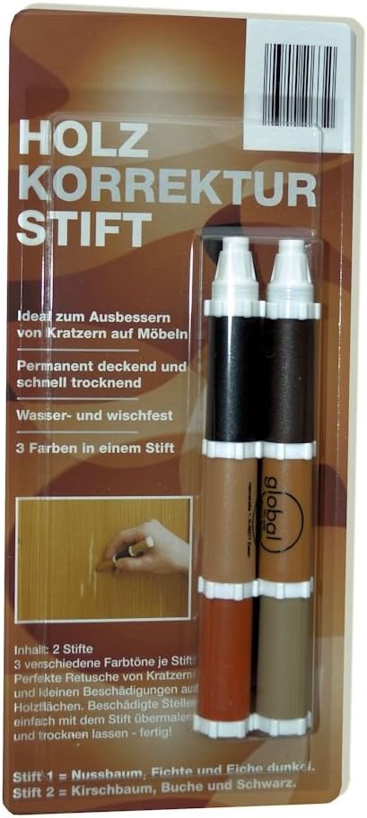 Holzkorrekturstifte 2 Stück à 3 Farben - ideal zum Ausbessern von