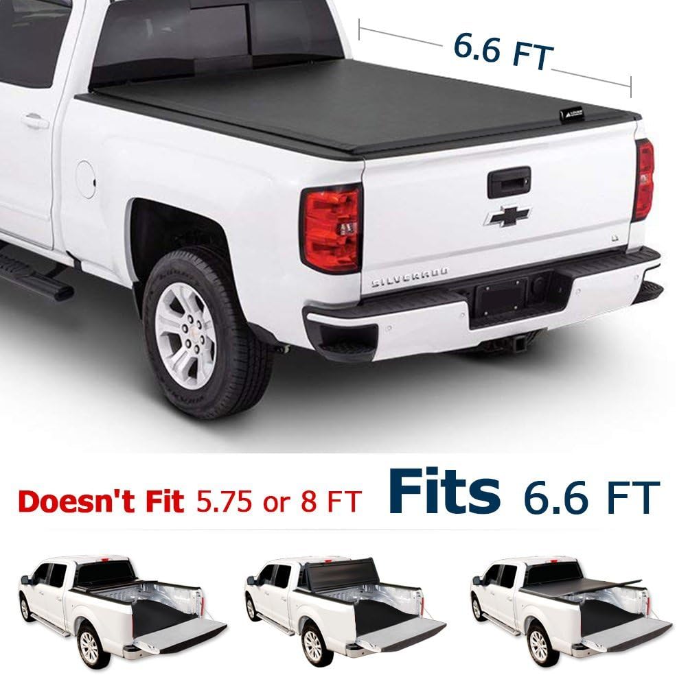 Amazon Com Leader Accessories Tri Fold 6 6ft Tonneau Truck Bed Cover Compatible With 2014 2018 Chevy Silverado Gmc Sierra Trucks Styleside Short Bed Automotive