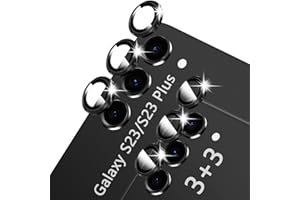 LXXMSXH [3+3 Pack] Galaxy S23 / S23 Plus Camera Lens Protector, 9H Tempered Glass Metal Individual Ring Lens Cover, Anti Scratch, HD Camera Screen Protector Accessories for Samsung Galaxy S23/S23 Plus, Black