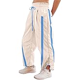Wyeysyt Womens Wide Leg Pants Baggy Sweatpants Casual Drawstring Elastic Waist Contrast Color Y2K Track Pants