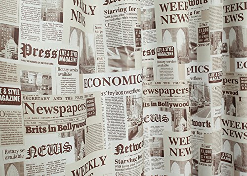 image for Promisen Newspapers Pattern Sheer Curtains,Window Curtain Drape Panel 