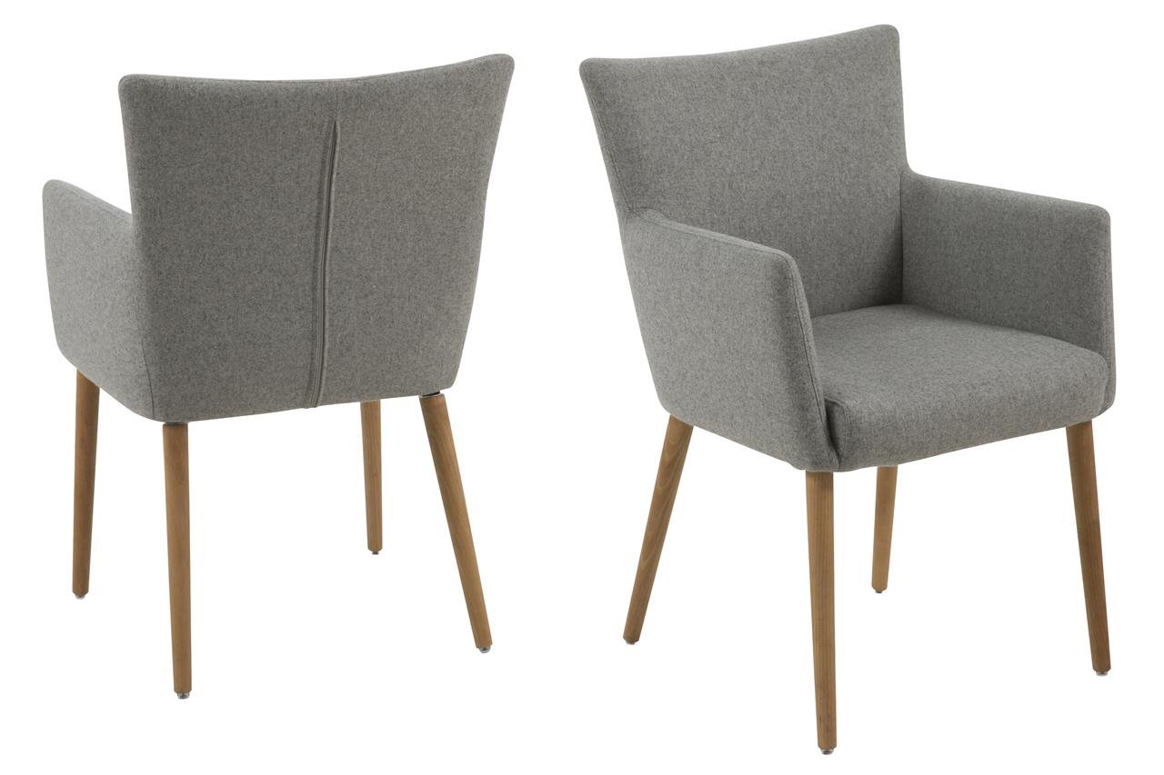 6 x Polsterstuhl mit Armlehne und Holzbeinen Eiche ...