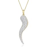 Ross-Simons 0.50 ct. t.w. Diamond Italian Horn Pendant Necklace in 18kt Gold Over Sterling. 18 inches