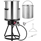 Turkey Fryer and Seafood Boiler-Outdoor Cooking Kit-30 QT. Aluminum Pot with Basket-Thermometer+Injector