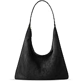 XquiziFit Suede Shoulder Bag for Women Suede Purse Boho Bags Slouchy Tote Bag Satchels Trendy Crescent Crossbody Bag Handbag