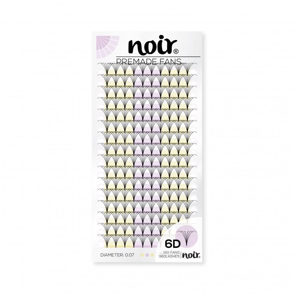 Noir Volume Lashes Pre Made Fan Eyelash Extensions 6D D curl 0.07 Mixed Short Stem Russian Lashes